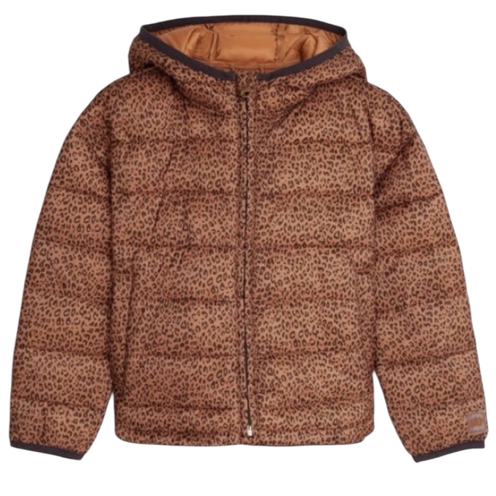 Baby GAP Brown Leopard Print 100% Recycled Lightweight Puffer Jacket - 3T